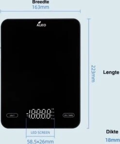 ALJEO Oplaadbare Digitale Precisie Keukenweegschaal - 1g Tot 10kg - Weegschaal Keuken - Tarra Functie - Incl Oplader - Gehard Glas - Zwart -Drinkwater Apparaat Winkel 1003x1200 1