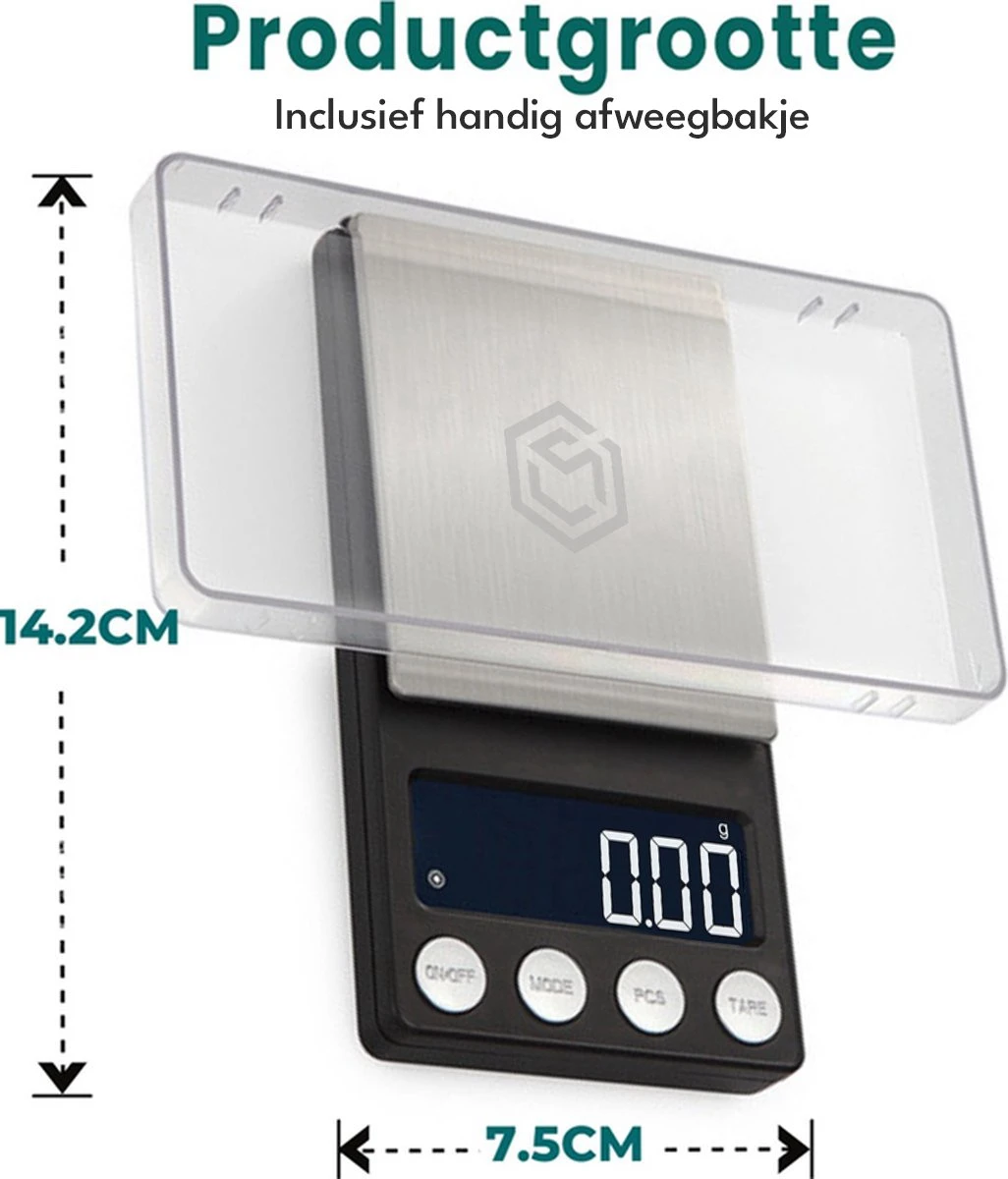 Ease Electronicz Digitale Mini Precisie Keukenweegschaal - 0,01 Tot 200 Gram - 14.2 X 7.5 Cm - Pocket Scale Op Batterij - Weegschaal Keuken 2 Ease Electronicz Digitale Mini Precisie Keukenweegschaal - 0,01 Tot 200 Gram - 14.2 X 7.5 Cm - Pocket Scale Op Batterij - Weegschaal Keuken - Afbeelding 2