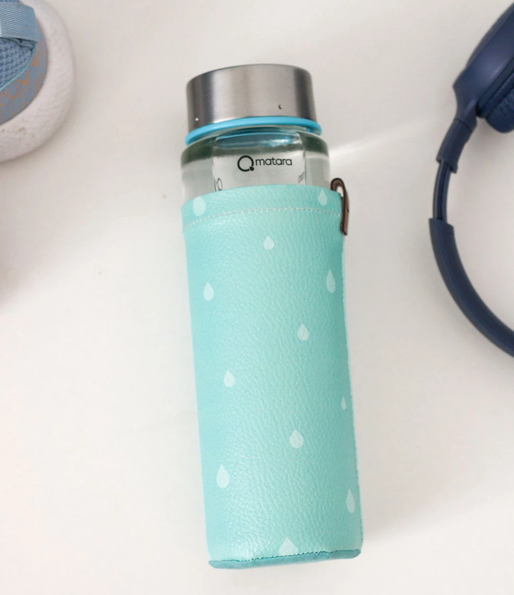 Duurzame Waterfles - Glas - Glazen Drinkfles - 550ml - Inclusief Sleeve - Mint Groen 2 Duurzame Waterfles - Glas - Glazen Drinkfles - 550ml - Inclusief Sleeve - Mint Groen - Afbeelding 2