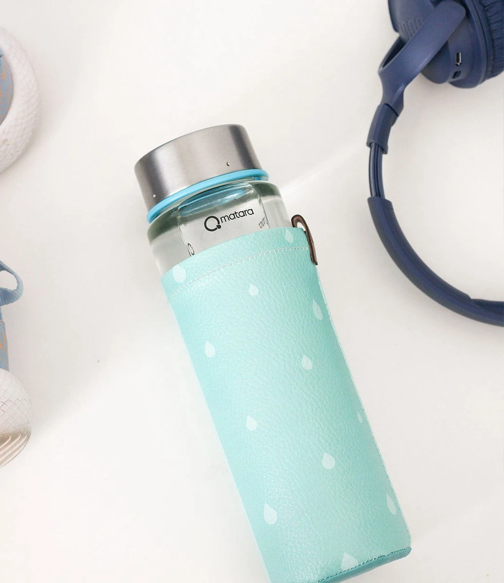 Duurzame Waterfles - Glas - Glazen Drinkfles - 550ml - Inclusief Sleeve - Mint Groen 4 Duurzame Waterfles - Glas - Glazen Drinkfles - 550ml - Inclusief Sleeve - Mint Groen - Afbeelding 4