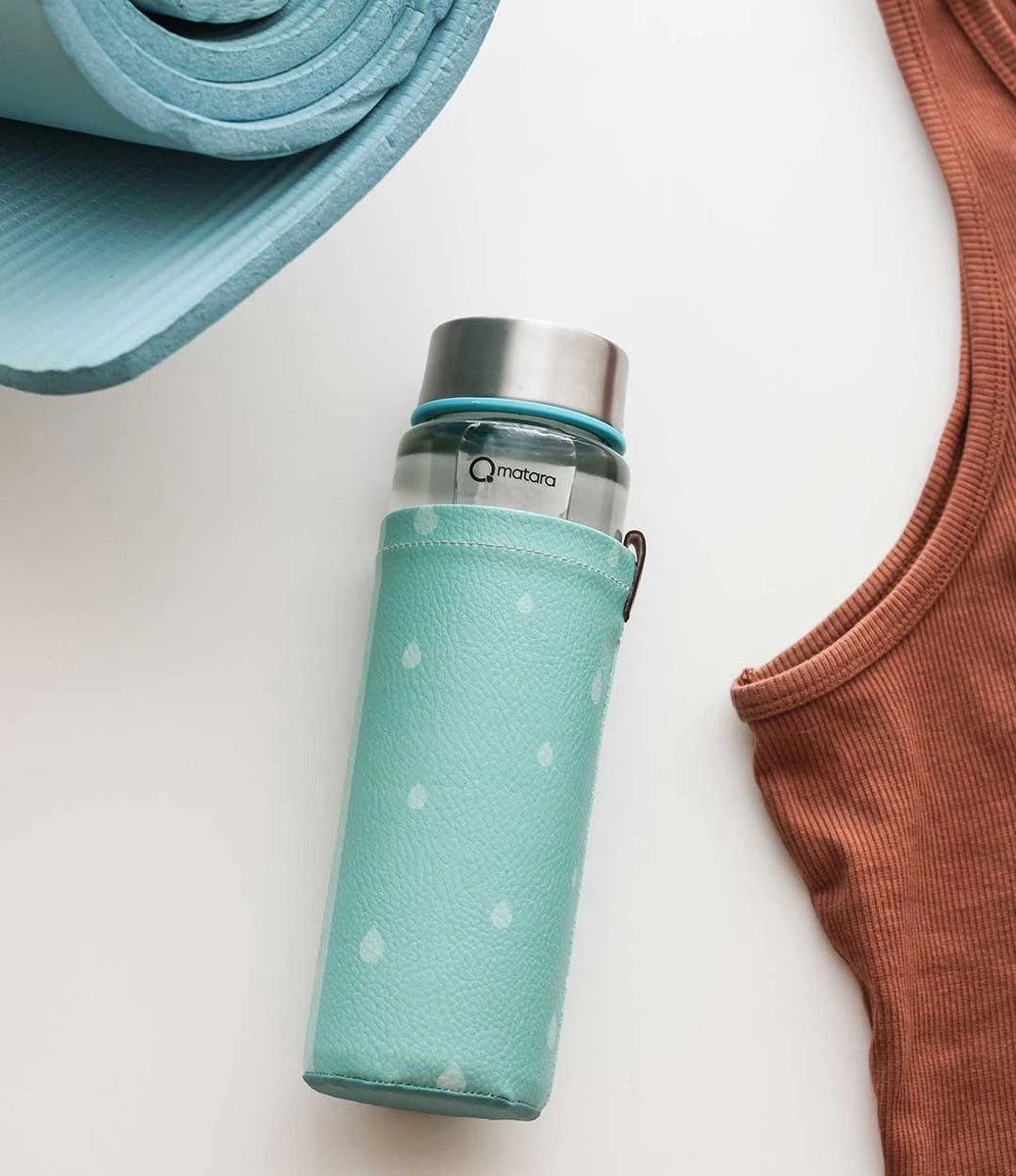 Duurzame Waterfles - Glas - Glazen Drinkfles - 550ml - Inclusief Sleeve - Mint Groen 6 Duurzame Waterfles - Glas - Glazen Drinkfles - 550ml - Inclusief Sleeve - Mint Groen - Afbeelding 6