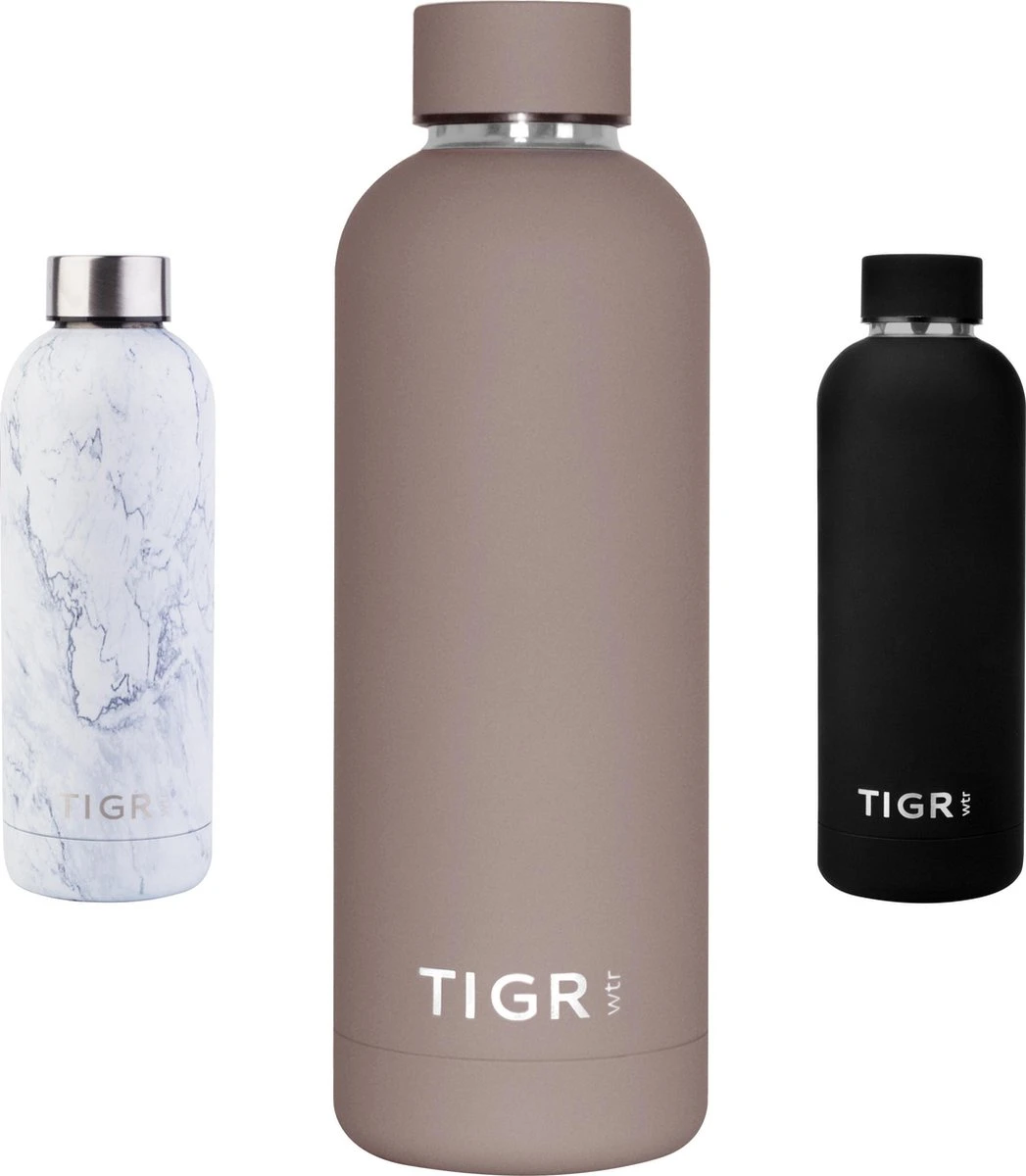 TIGR The Minimalist - Drinkfles - Thermosfles - RVS - 500ml - Taupe 1 TIGR The Minimalist - Drinkfles - Thermosfles - RVS - 500ml - Taupe