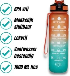 Merkloos Motivatie Waterfles - 1 Liter Fles - Waterfles Met Tijdmarkeringen - Inclusief Accessoires -Drinkwater Apparaat Winkel 1107x1200 1