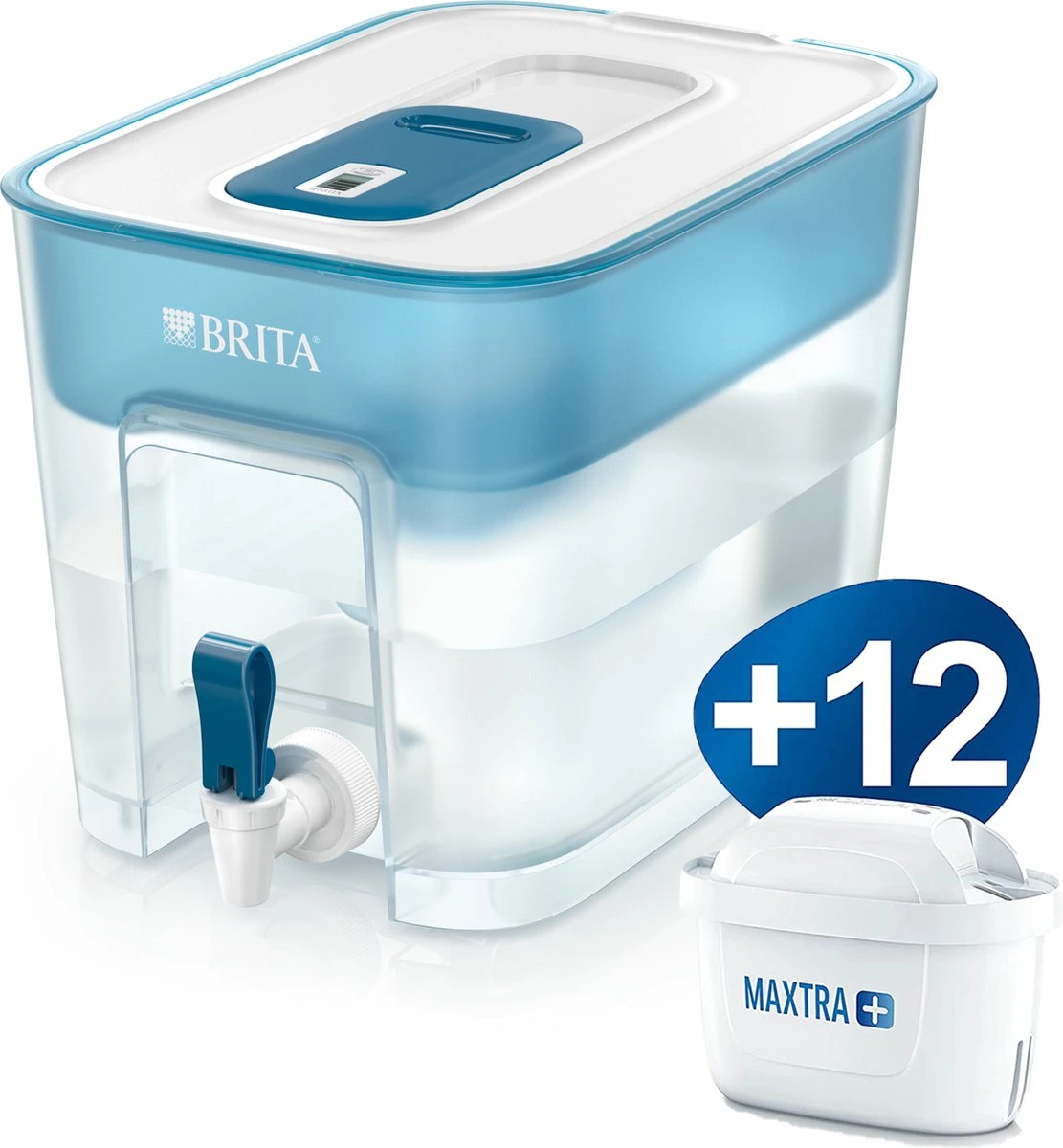 BRITA - Waterfilterkan - Flow Cool - Blauw - 8,2L + 12 Pack MAXTRA+ Waterfilterpatronen - Voordeelverpakking 3 BRITA - Waterfilterkan - Flow Cool - Blauw - 8,2L + 12 Pack MAXTRA+ Waterfilterpatronen - Voordeelverpakking - Afbeelding 3
