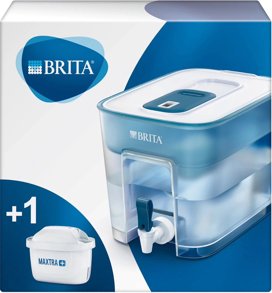 BRITA - Waterfilterkan - Flow Cool - Blauw - 8,2L + 12 Pack MAXTRA+ Waterfilterpatronen - Voordeelverpakking 1 BRITA - Waterfilterkan - Flow Cool - Blauw - 8,2L + 12 Pack MAXTRA+ Waterfilterpatronen - Voordeelverpakking