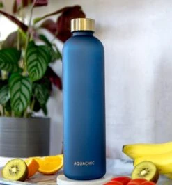 Aquachic - 1L Waterfles Met 2 Doppen En Tijdsmarkeringen - Lekvrij & Licht - Duurzaam - Nederlands Merk - Drink Fles / Bidon- Blauw 1 Liter -Drinkwater Apparaat Winkel 1115x1200 12