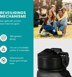 Lacardia Nederlandse Motivatie Waterfles Grijs 'Nederlandse Tekst' - Drinkfles Met Rietje - Waterfles 1 Liter - Waterfles Met Tijdmarkering -Drinkwater Apparaat Winkel 1124x1200 4