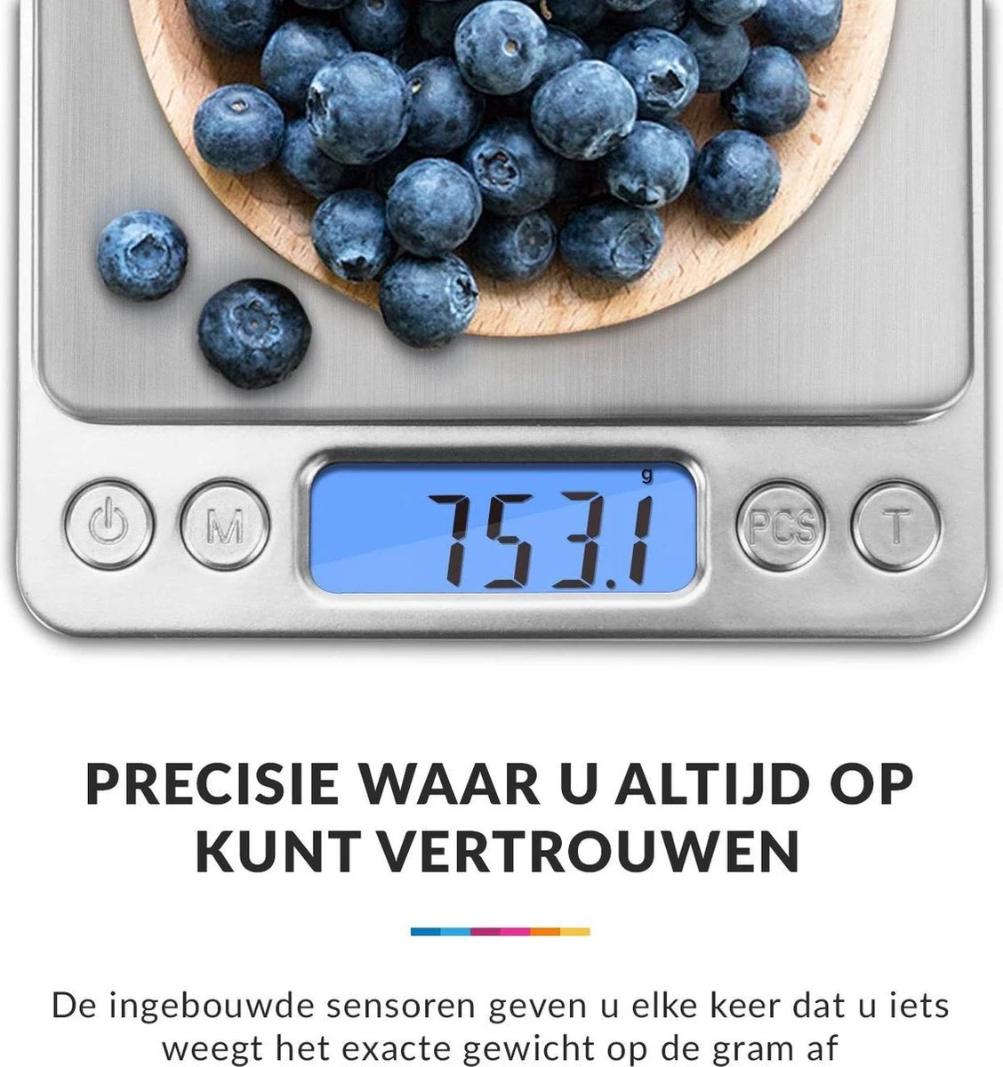 Keukenweegschaal Digitaal Met Kom - Precisie Weegschaal RVS - 2000g X 0.1g 7 Keukenweegschaal Digitaal Met Kom - Precisie Weegschaal RVS - 2000g X 0.1g - Afbeelding 7