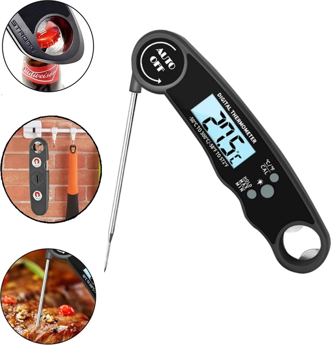 Digitale Thermometer Voor Keuken - Koken - Voedsel - Melk - Vlees - Flesopener - Digital - Bottle Opener 1 Digitale Thermometer Voor Keuken - Koken - Voedsel - Melk - Vlees - Flesopener - Digital - Bottle Opener