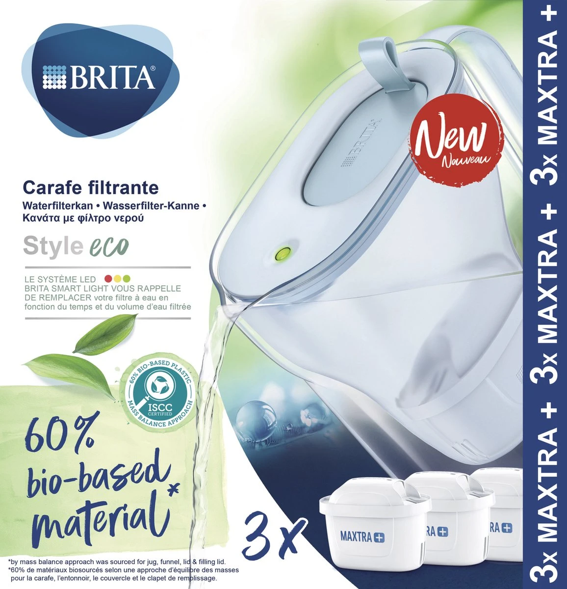 BRITA Waterfilterbundel Style Eco Cool Powder Blue + 3 MAXTRA+ Filterpatronen 2 BRITA Waterfilterbundel Style Eco Cool Powder Blue + 3 MAXTRA+ Filterpatronen - Afbeelding 2