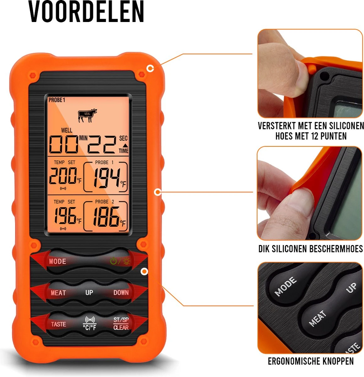 Mancor Vleesthermometer - Keukenthermometer 3 Mancor Vleesthermometer - Keukenthermometer - Afbeelding 3