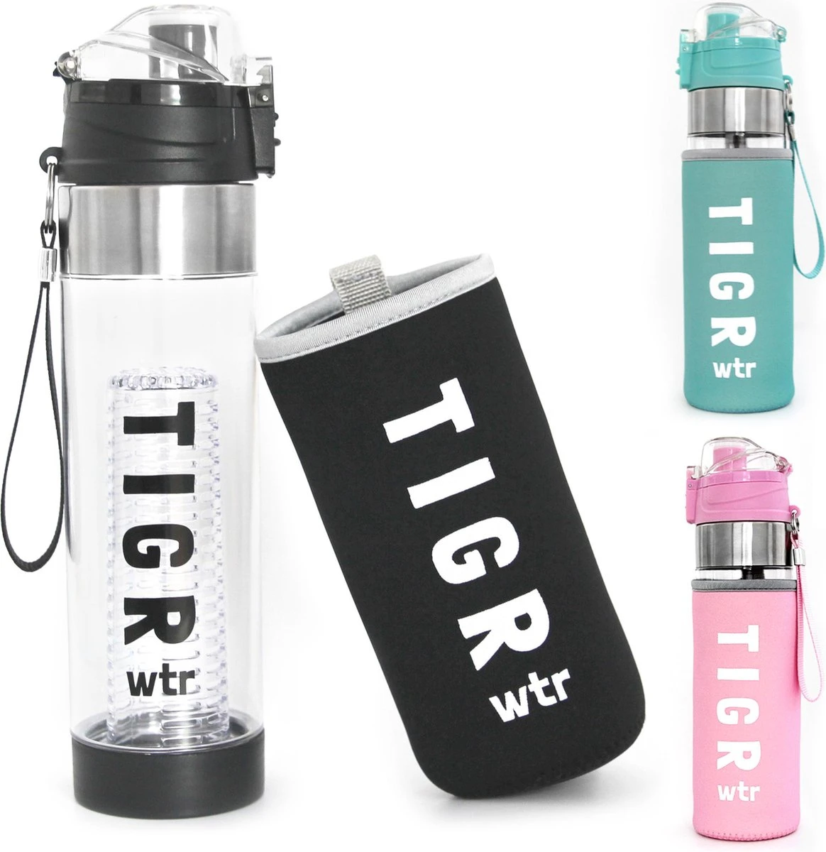 TIGR The Infuser - Drinkfles - Waterfles Met Fruit Filter - 100% BPA Vrij - 700ml - Zwart 1 TIGR The Infuser - Drinkfles - Waterfles Met Fruit Filter - 100% BPA Vrij - 700ml - Zwart
