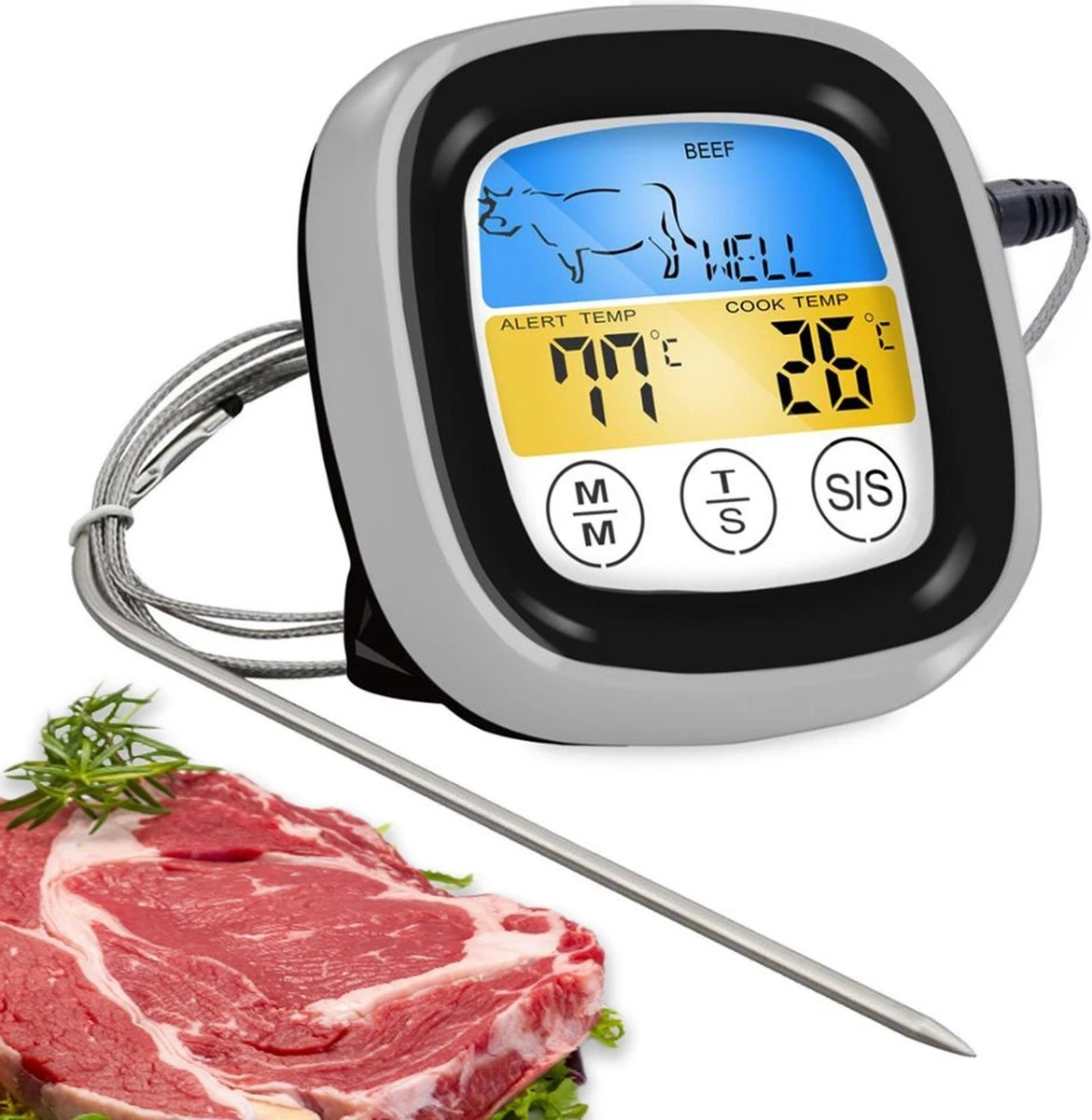 Mancor Digitale Vleesthermometer - Keukenthermometer - BBQ Thermometer - Oventhermometer 1 Mancor Digitale Vleesthermometer - Keukenthermometer - BBQ Thermometer - Oventhermometer