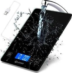 Lekro Digitale Precisie Keukenweegschaal – Weegschaal Keuken - USB Oplaadbaar - 1gr Tot 15kg – Tarra Functie - Zwart