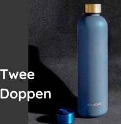 Aquachic - 1L Waterfles Met 2 Doppen En Tijdsmarkeringen - Lekvrij & Licht - Duurzaam - Nederlands Merk - Drink Fles / Bidon- Blauw 1 Liter -Drinkwater Apparaat Winkel 1174x1200 2