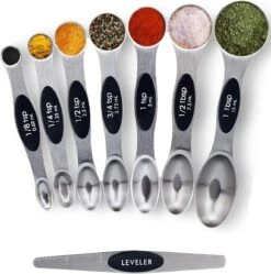 8-Delige Magnetische Maatlepel Set RVS - Measuring Cups And Spoons - Maatschepjes - Vast & Vloeibaar
