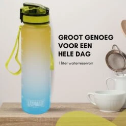 LaCardia Motivatie Waterfles Geel Blauw - 1 Liter Drinkfles - Waterfles Met Tijdmarkering - Geel + Blauw -Drinkwater Apparaat Winkel 1193x1200 8