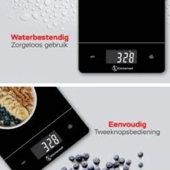 Kitchenwell Digitale Precisie Keukenweegschaal – Weegschaal Keuken - 1gr - 15kg – Tarra Functie - Zwart -Drinkwater Apparaat Winkel 1195x1200 8
