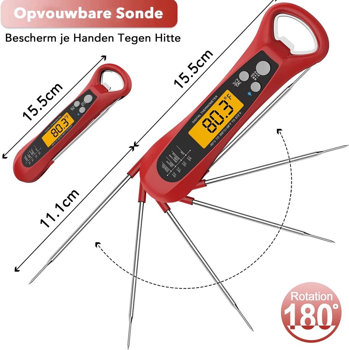 DOWO® - Digitale Thermometer – Oventhermometer – Suikerthermometer Digitaal – Kernthermometer – Keukenthermometer – Voedselthermometer – Thermometer Ook Geschikt Als Voor Vlees, BBQ, Oven 5 DOWO® - Digitale Thermometer – Oventhermometer – Suikerthermometer Digitaal – Kernthermometer – Keukenthermometer – Voedselthermometer – Thermometer Ook Geschikt Als Voor Vlees, BBQ, Oven - Afbeelding 5