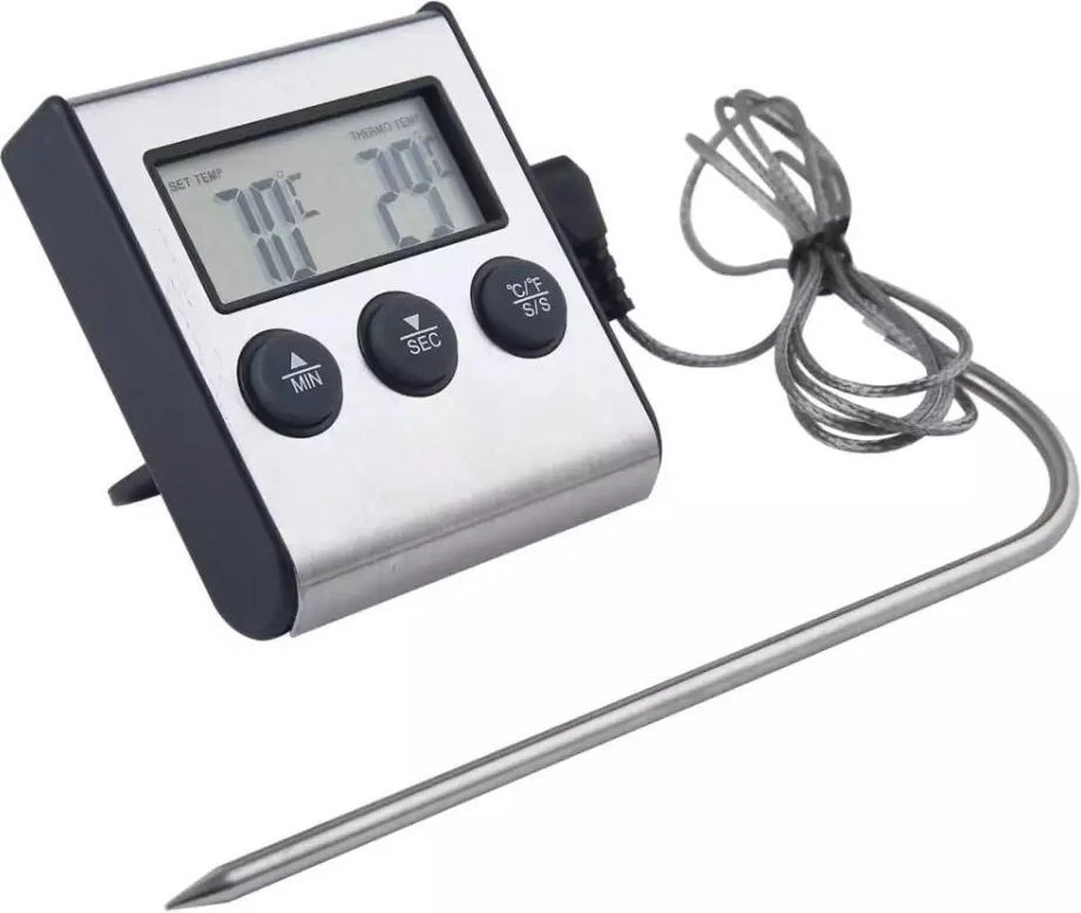 2-in-1 Magnetische Digitale Kern Thermometer Met Keuken Timer Alarm -0-250 Graden Celcius - Magnetische Vloeistof/Vlees Temperatuurmeter Met Meetsonde Draad & Kook Timer 4 2-in-1 Magnetische Digitale Kern Thermometer Met Keuken Timer Alarm -0-250 Graden Celcius - Magnetische Vloeistof/Vlees Temperatuurmeter Met Meetsonde Draad & Kook Timer - Afbeelding 4