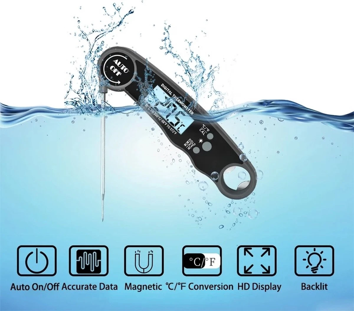 Digitale Thermometer Voor Keuken - Koken - Voedsel - Melk - Vlees - Flesopener - Digital - Bottle Opener 10 Digitale Thermometer Voor Keuken - Koken - Voedsel - Melk - Vlees - Flesopener - Digital - Bottle Opener - Afbeelding 10