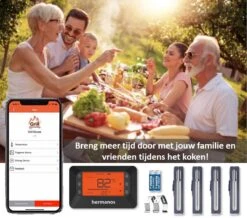 Hermanos® Digitale BBQ Thermometer Draadloos - Keukenthermometer - Bluetooth Met App - 4 Sondes - Magneet - Incl. Batterijen -Drinkwater Apparaat Winkel 1200x1061 2