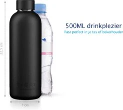 TIGR Minimalist - Drinkfles - Thermosfles - RVS - 500ml - Zwart - Black Edition -Drinkwater Apparaat Winkel 1200x1069