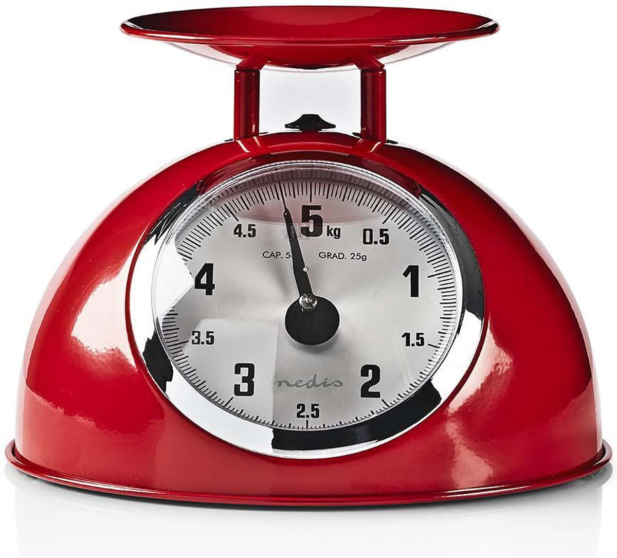 Nedis Keukenweegschaal - Analoog - Roestvrij Staal - Verwijderbare Kom - Rood 3 Nedis Keukenweegschaal - Analoog - Roestvrij Staal - Verwijderbare Kom - Rood - Afbeelding 3