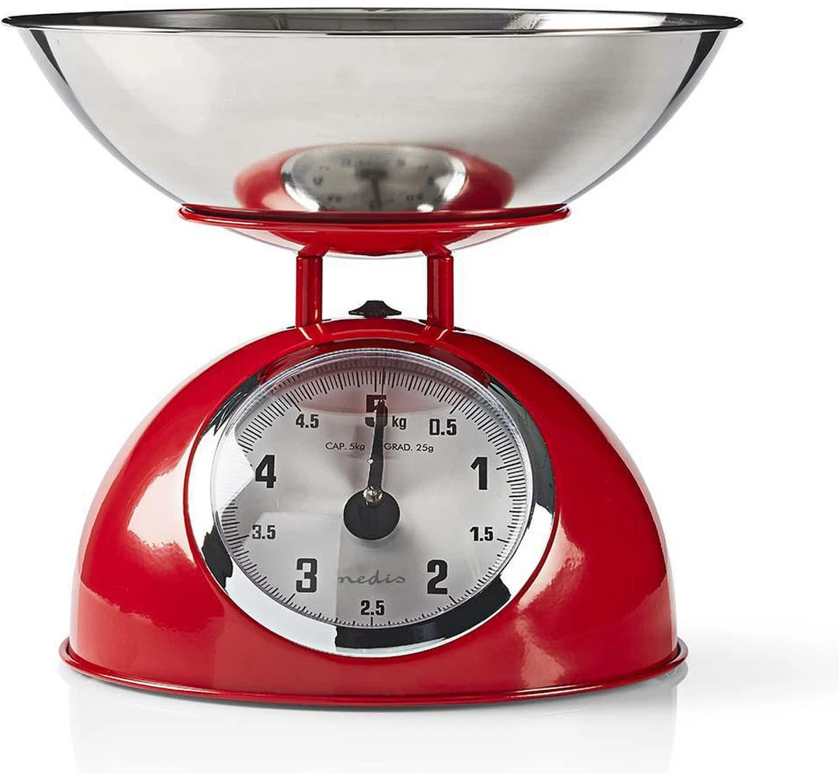 Nedis Keukenweegschaal - Analoog - Roestvrij Staal - Verwijderbare Kom - Rood 1 Nedis Keukenweegschaal - Analoog - Roestvrij Staal - Verwijderbare Kom - Rood