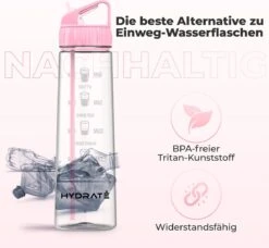 HYDRATE 900ml Drinkfles Met Tijdmarkeringen - Sport Waterfles Met Rietje, BPA-vrije Drinkfles Rietje Van Tritan Ideaal Voor Sportschool, Kantoor, Wandelen, Fitness, Sportfles (Zacht Roze) -Drinkwater Apparaat Winkel 1200x1107 2