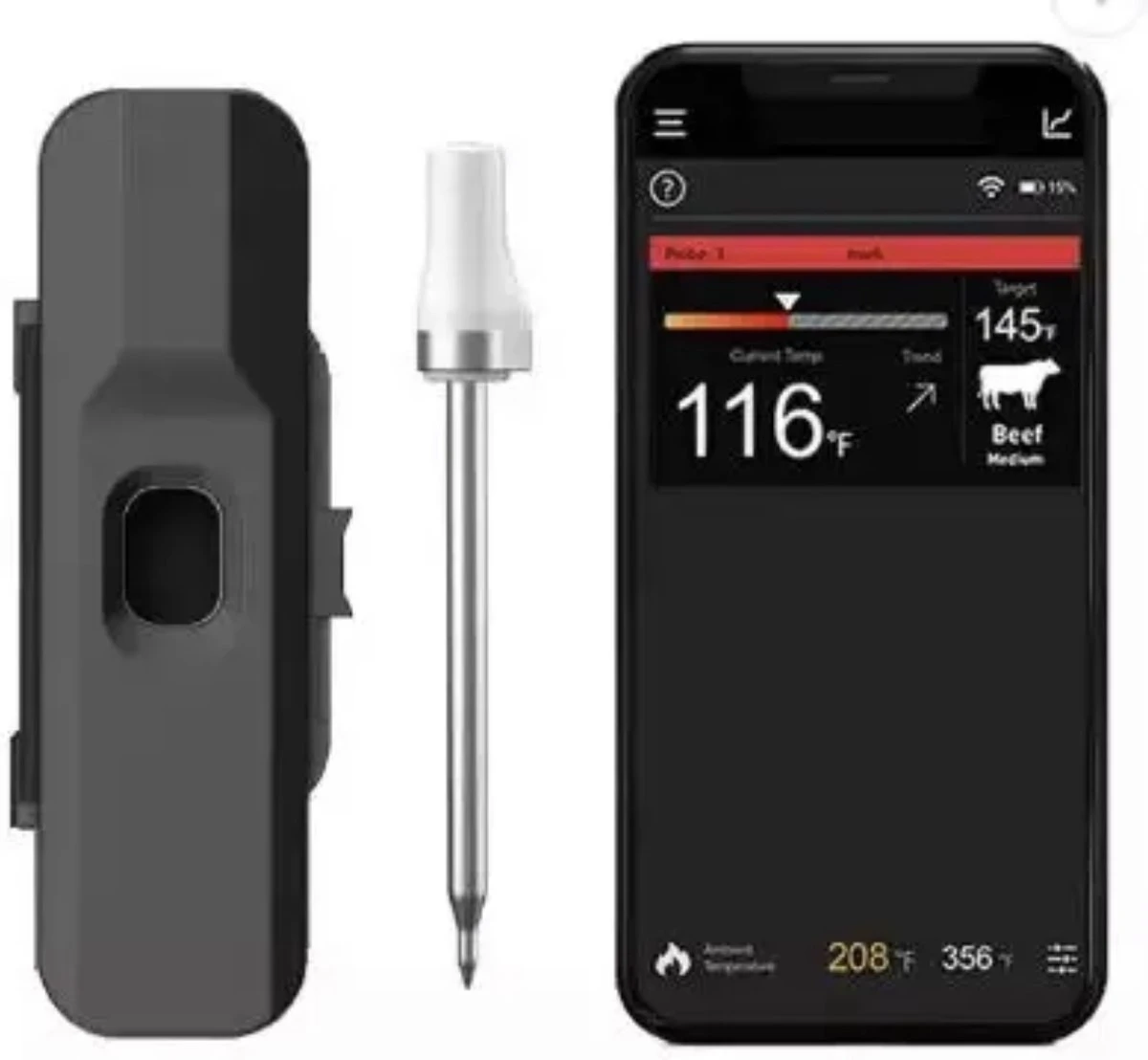 BBQ PRO - Vleesthermometer Draadloos - 2-in-1 Oventhermometer - BBQ Thermometer - App & Bluetooth - Thermometer Koken - Meater - RVS & Fast Charger - 30 Meter - Valentijn - Vaderdag - Moederdag - Grillmeister 1 BBQ PRO - Vleesthermometer Draadloos - 2-in-1 Oventhermometer - BBQ Thermometer - App & Bluetooth - Thermometer Koken - Meater - RVS & Fast Charger - 30 Meter - Valentijn - Vaderdag - Moederdag - Grillmeister