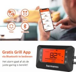 Hermanos® Digitale BBQ Thermometer Draadloos - Keukenthermometer - Bluetooth Met App - 4 Sondes - Magneet - Incl. Batterijen -Drinkwater Apparaat Winkel 1200x1132 2