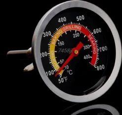 Merkloos Barbecue Thermometer - Temperatuurmeter - Tot 400 Graden - Inbouw - Voor BBQ, Smoker, Kamado, Rookoven, Pizzaoven - RVS - Geschikt Voor O.a. Weber & Houtskoolbarbecues -Drinkwater Apparaat Winkel 1200x1137 3