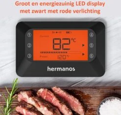 Hermanos® Digitale BBQ Thermometer Draadloos - Vleesthermometer - Oventhermometer - Bluetooth Met App - 2 Meetsondes - Magneet - Incl. Batterijen -Drinkwater Apparaat Winkel 1200x1148 4