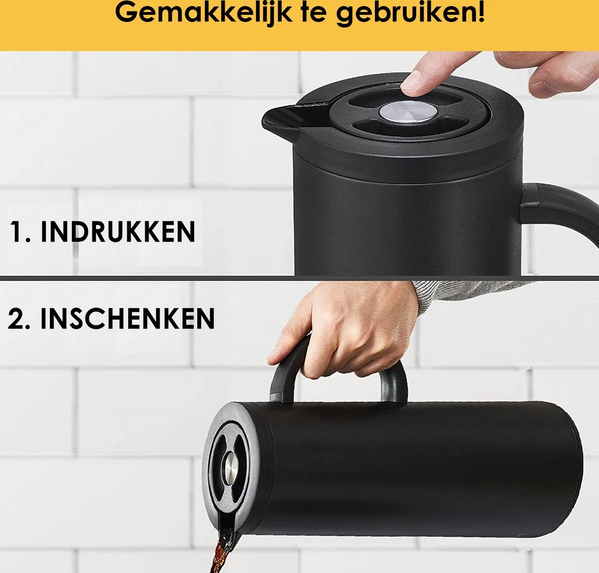 Silberthal - Thermoskan - 1 L - Dubbelwandig - Isoleerkan - Thermofles Koud En Warm - Cadeau 5 Silberthal - Thermoskan - 1 L - Dubbelwandig - Isoleerkan - Thermofles Koud En Warm - Cadeau - Afbeelding 5