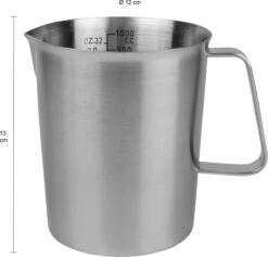 Krumble Maatbeker Met Schenktuit - Maatbekers - Meetbeker Voor Koken En Bakken - Maatkan - Kookgerei - Mengbeker - Blender Beker - RVS - 1 Liter - 12 X 15 X 13 Cm (Ixbxh) - Zilver -Drinkwater Apparaat Winkel 1200x1151 2