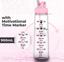 HYDRATE 900ml Drinkfles Met Tijdmarkeringen - Sport Waterfles Met Rietje, BPA-vrije Drinkfles Rietje Van Tritan Ideaal Voor Sportschool, Kantoor, Wandelen, Fitness, Sportfles (Zacht Roze) -Drinkwater Apparaat Winkel 1200x1159 2