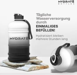 HYDRATE 2,2 Liter Sportwaterfles - Duurzaam En Extra Sterk - BPA Vrij - Ideaal Voor: Sportschool, Dieet, Bodybuilding, Buitensport, Wandelen En Kantoor - Grote Waterfles (mono). -Drinkwater Apparaat Winkel 1200x1164 4