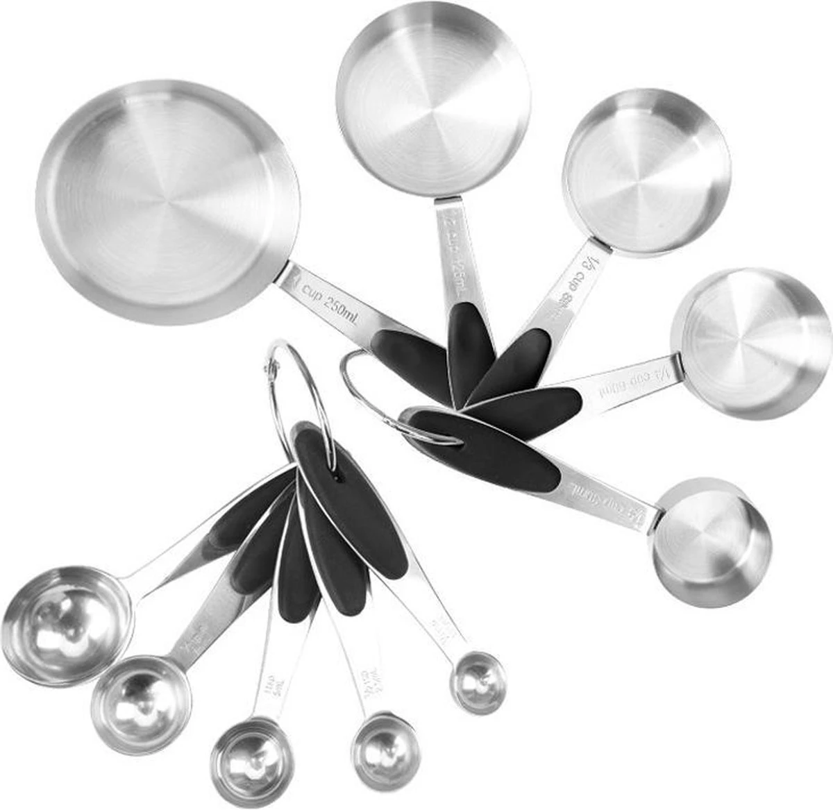 10-delige Set Maatlepels & Maatbekers - Hoogwaardig Roestvrij Staal (RVS) - Maatlepel Set - Maat Cups & Spoons - Met Exacte Hoeveelheden 3 10-delige Set Maatlepels & Maatbekers - Hoogwaardig Roestvrij Staal (RVS) - Maatlepel Set - Maat Cups & Spoons - Met Exacte Hoeveelheden - Afbeelding 3