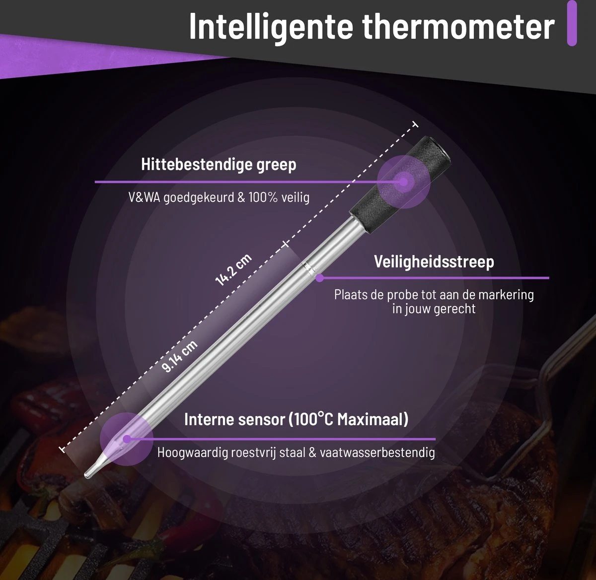 ROYAL CARNIVORE® | Draadloze BBQ Thermometer | Barbecue Vleesthermometer | Kernthermometer | Bluetooth Met App 8 ROYAL CARNIVORE® | Draadloze BBQ Thermometer | Barbecue Vleesthermometer | Kernthermometer | Bluetooth Met App - Afbeelding 8