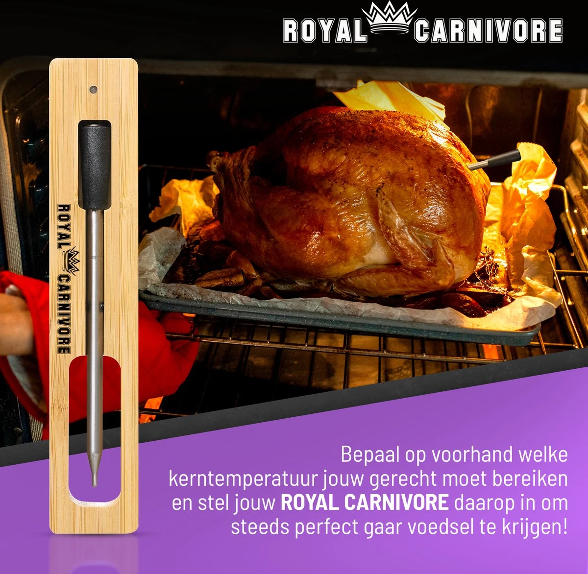 ROYAL CARNIVORE® | Draadloze BBQ Thermometer | Barbecue Vleesthermometer | Kernthermometer | Bluetooth Met App 2 ROYAL CARNIVORE® | Draadloze BBQ Thermometer | Barbecue Vleesthermometer | Kernthermometer | Bluetooth Met App - Afbeelding 2