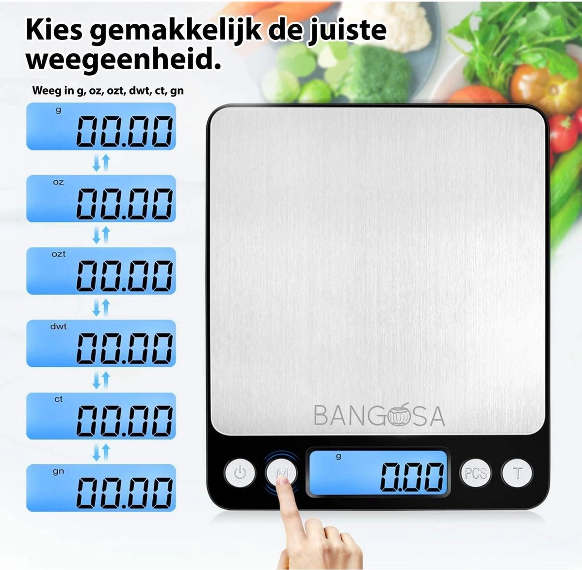BanGosa Precisie Digitale Weegschaal - 0.01 Tot 500 Gram - Zwart 3 BanGosa Precisie Digitale Weegschaal - 0.01 Tot 500 Gram - Zwart - Afbeelding 3