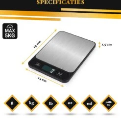 Caxina Multifunctionele Precisie Keukenweegschaal - Met Terra Functie - RVS Weegschaal Keuken - Incl Batterijen - Zwart -Drinkwater Apparaat Winkel 1200x1177 3