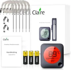 Claire BF-5 BBQ Thermometer - Vleesthermometer - Oventhermometer - Draadloos Met App - Incl. Batterijen En 6 Meetsondes -Drinkwater Apparaat Winkel 1200x1181 3