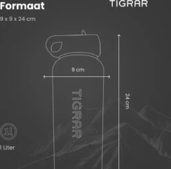 Tigrar - Drinkfles - Waterfles - Thermosfles 1 Liter - RVS - (Grafiet) Zwart - Incl. Extra Dop 3 Rietjes En Reiniger -Drinkwater Apparaat Winkel 1200x1184 3