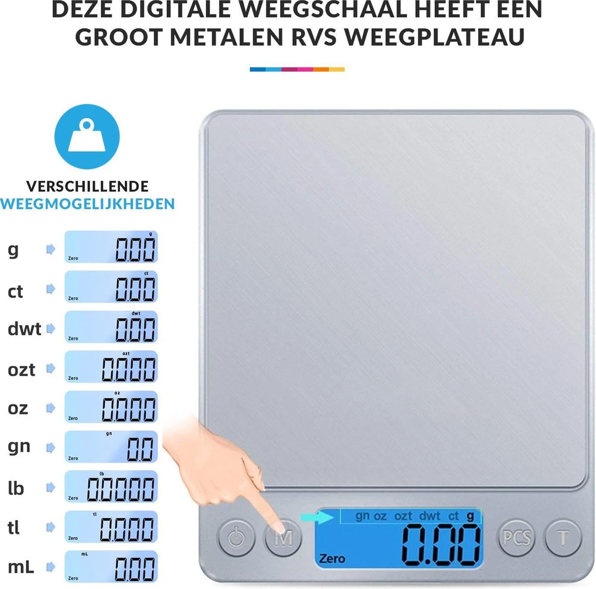 Keukenweegschaal Digitaal Met Kom - Precisie Weegschaal RVS - 500g X 0.01g 7 Keukenweegschaal Digitaal Met Kom - Precisie Weegschaal RVS - 500g X 0.01g - Afbeelding 7