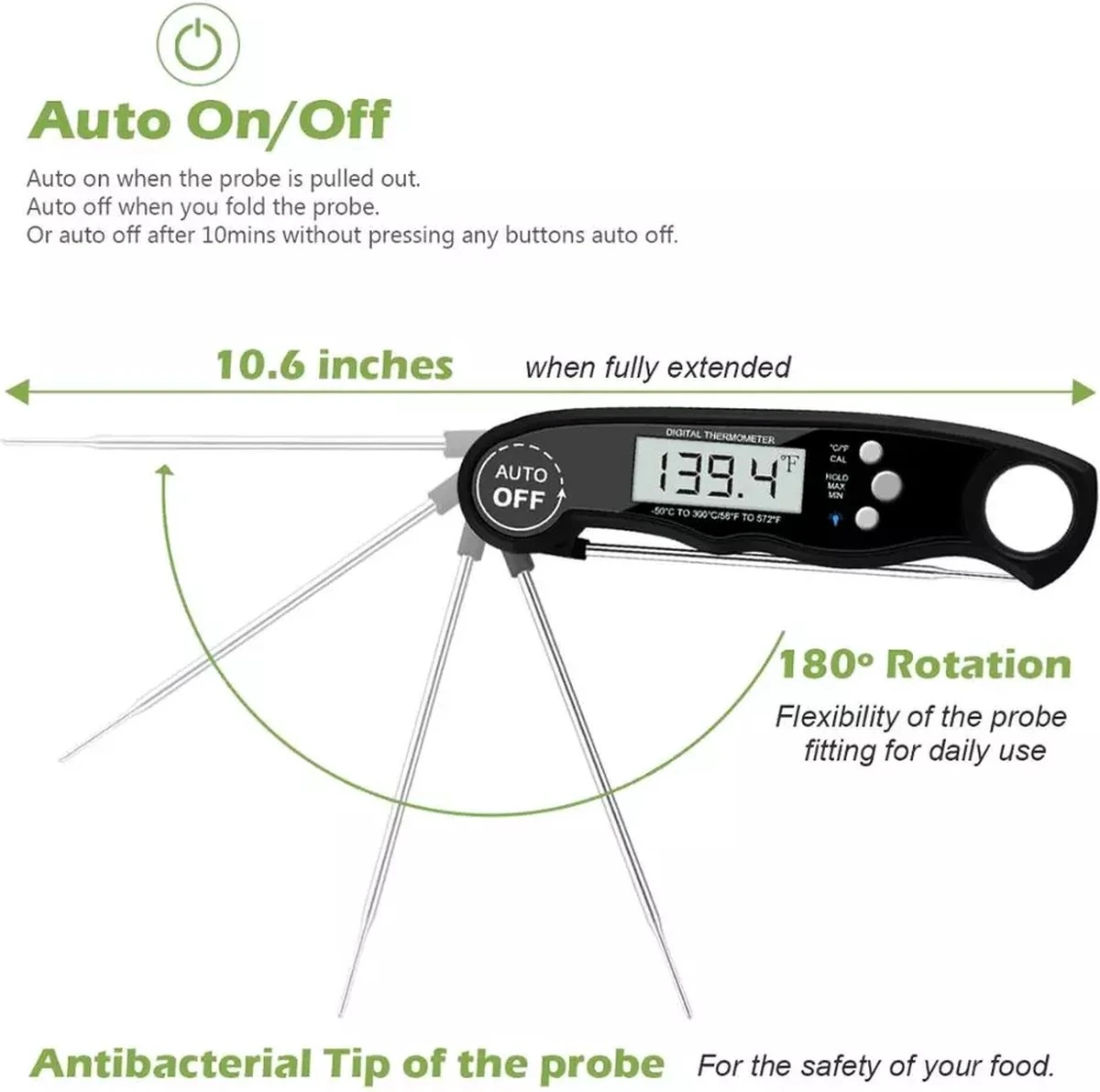 Digitale Thermometer Voor Keuken - Koken - Voedsel - Melk - Vlees - Flesopener - Digital - Bottle Opener 3 Digitale Thermometer Voor Keuken - Koken - Voedsel - Melk - Vlees - Flesopener - Digital - Bottle Opener - Afbeelding 3