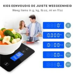 Keukenweegschaal - Digitaal - Weegschaal Keuken - Oplaadbaar - Incl. USB-kabel En Batterijen - Tarra Functie - Tot 10 Kg - Zwart -Drinkwater Apparaat Winkel 1200x1200 1010