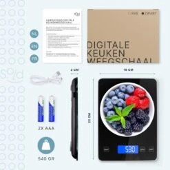 Keukenweegschaal - Digitaal - Weegschaal Keuken - Oplaadbaar - Incl. USB-kabel En Batterijen - Tarra Functie - Tot 10 Kg - Zwart -Drinkwater Apparaat Winkel 1200x1200 1016