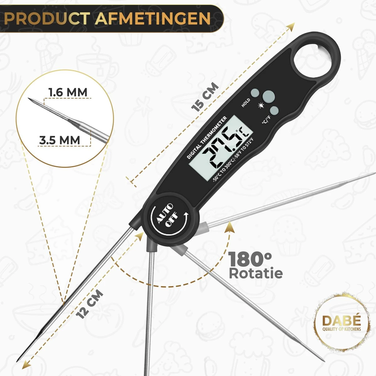 Dabé Draadloze Vleesthermometer - Keukenthermometer 4 Dabé Draadloze Vleesthermometer - Keukenthermometer - Afbeelding 4